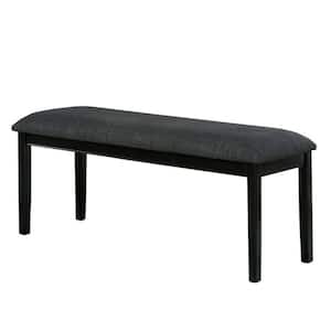 42 in. Black and Gray Backless Bedroom Bench with Sleek Block Legs