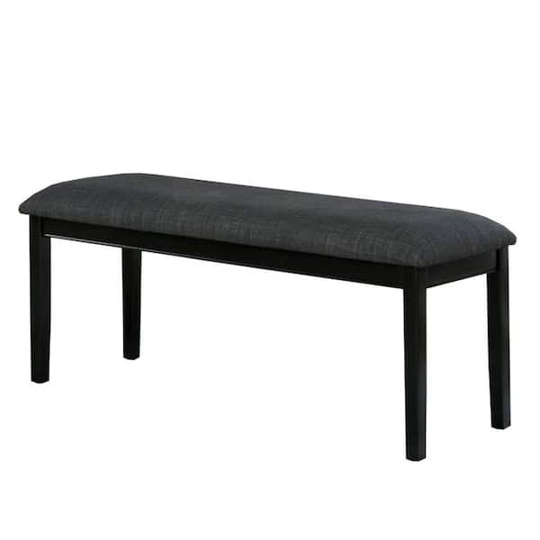 Benjara 42 in. Black and Gray Backless Bedroom Bench with Sleek Block Legs