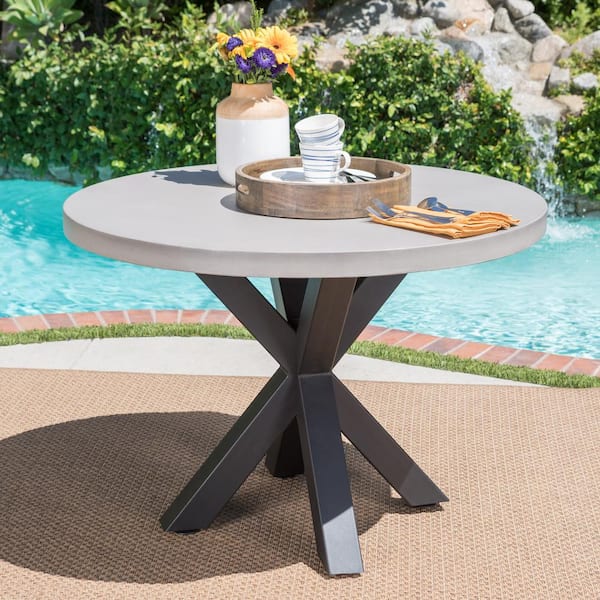 Noble House Poppy Circular Stone, Round Stone Outdoor Table And Chairs