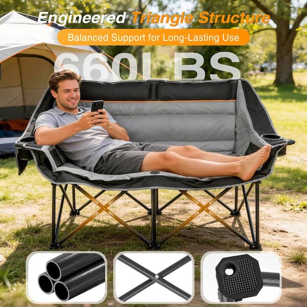 SEEUTEK Double Camping Chair 660 lbs, 58 in Oversized Loveseat