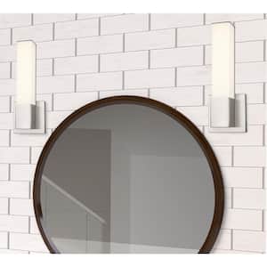 Saavy Integrated LED Brushed Nickel Indoor Wall Sconce Light Fixture with Rectangular Acrylic Shade