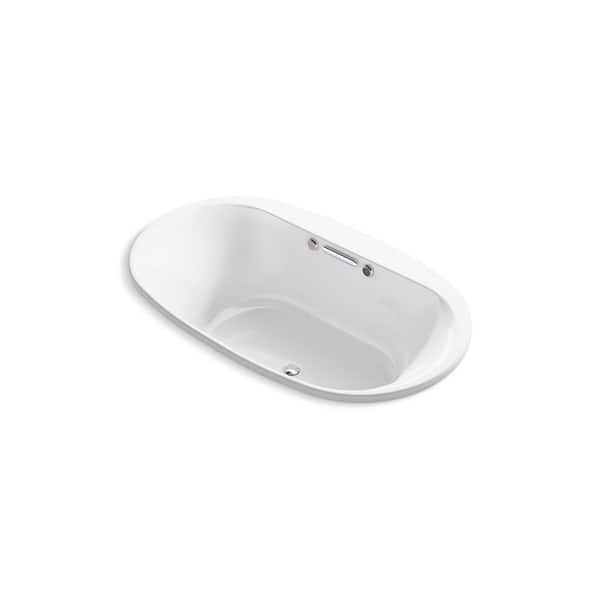 Underscore 72 in. x 42 in. Oval Whirlpool Bathtub with Center Drain in White