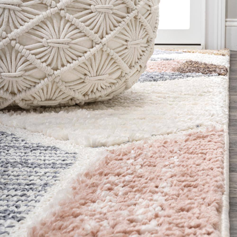 Ivory Geometric Synthetic Flat Woven Reversible Area Rug