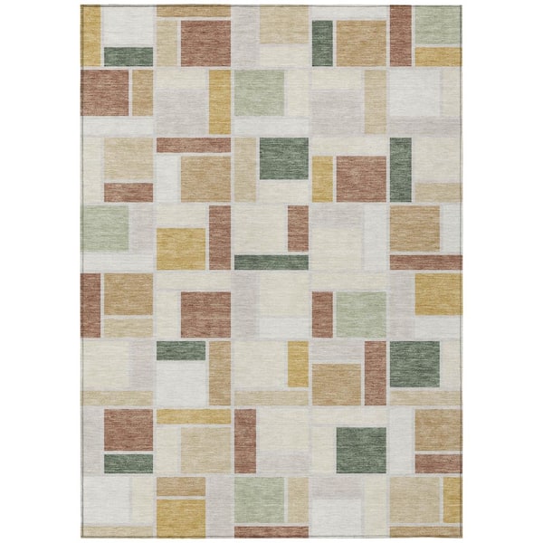 Chantille Machine Washable Indoor/Outdoor Abstract ACN3110 Cream 8 ft. x 10 ft. Area Rug