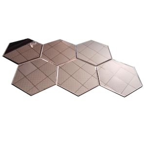 Reflections Gold 8 in. x 8 in. Beveled Hexagon Glass Mirror Peel and Stick Wall Tile (31.5 Sq. Ft./Case)