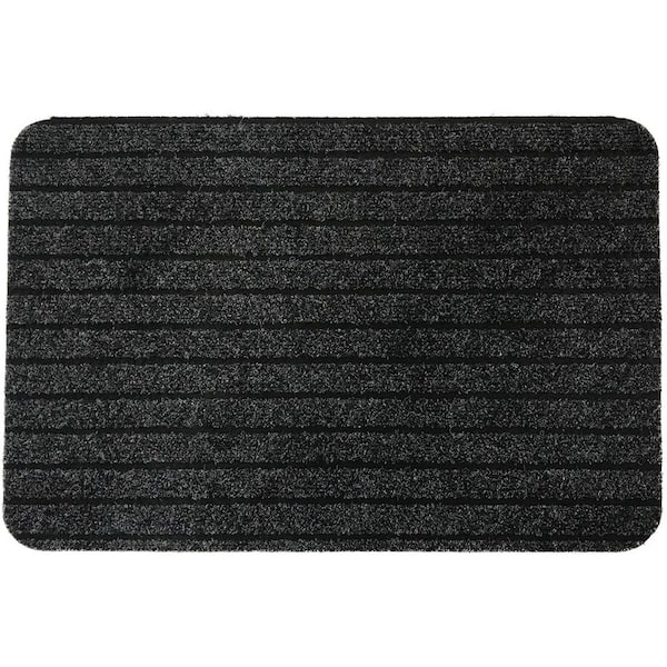 Evideco Chloe Polypropylene Latex Rug 16 in. x 24 in. Anthracite Grey Outdoor Front Door Mat