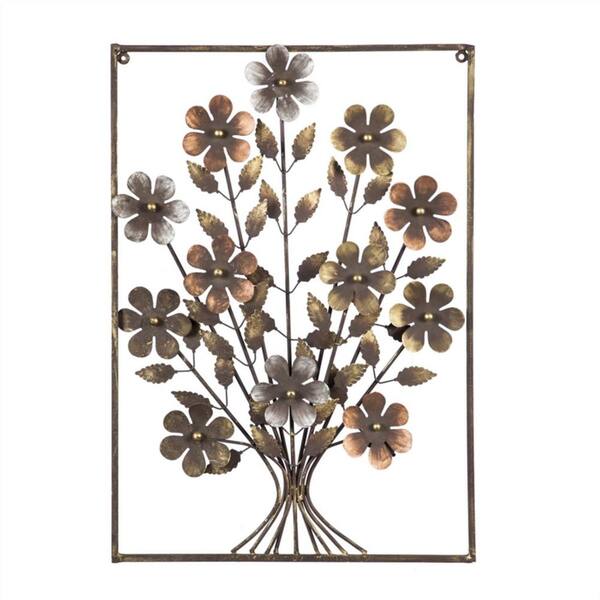 Evergreen Metal Flower with Frame Wall Decor