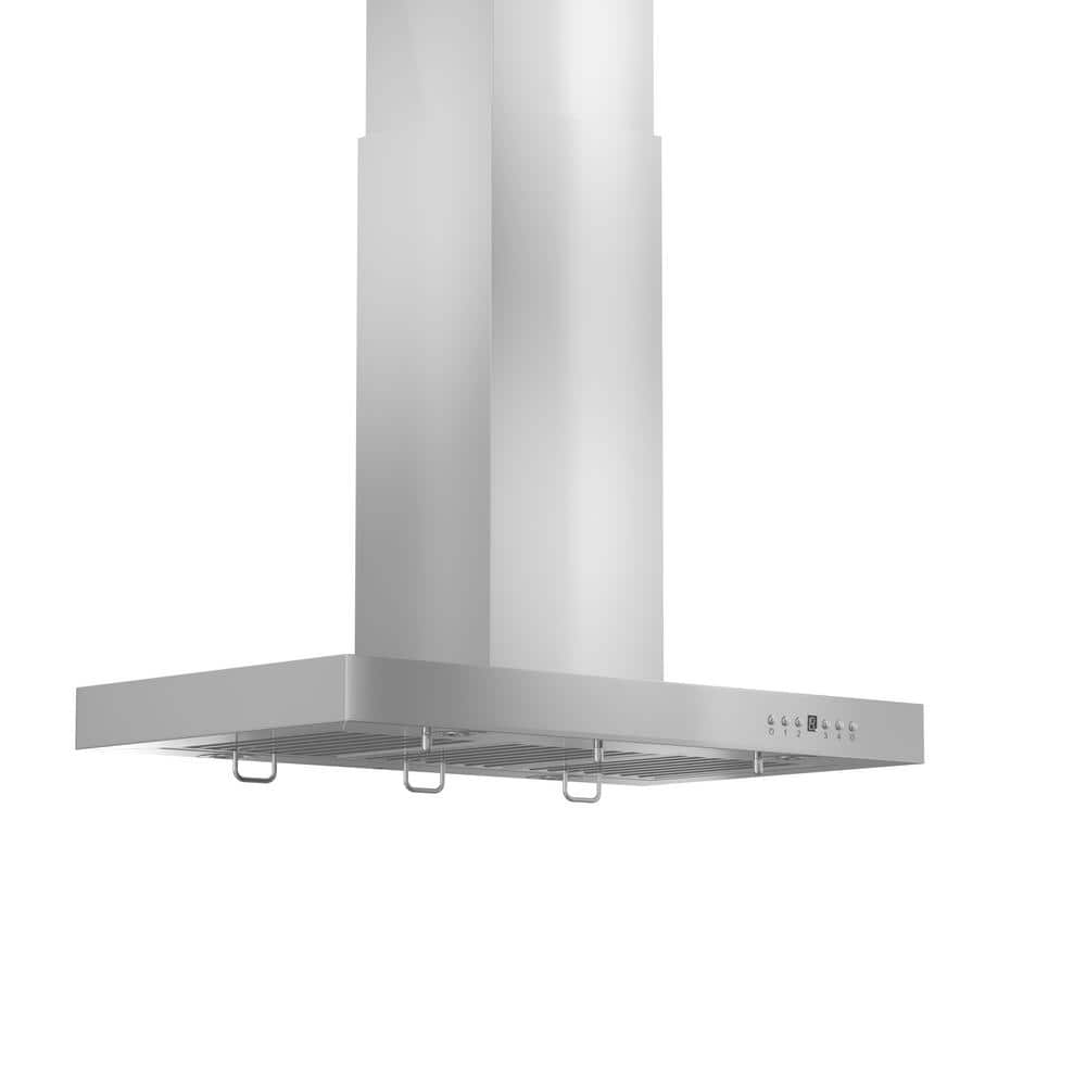 ZLINE Kitchen and Bath 30 in. 400 CFM Convertible Island Mount Range Hood in Stainless Steel, Brushed 430 Stainless Steel