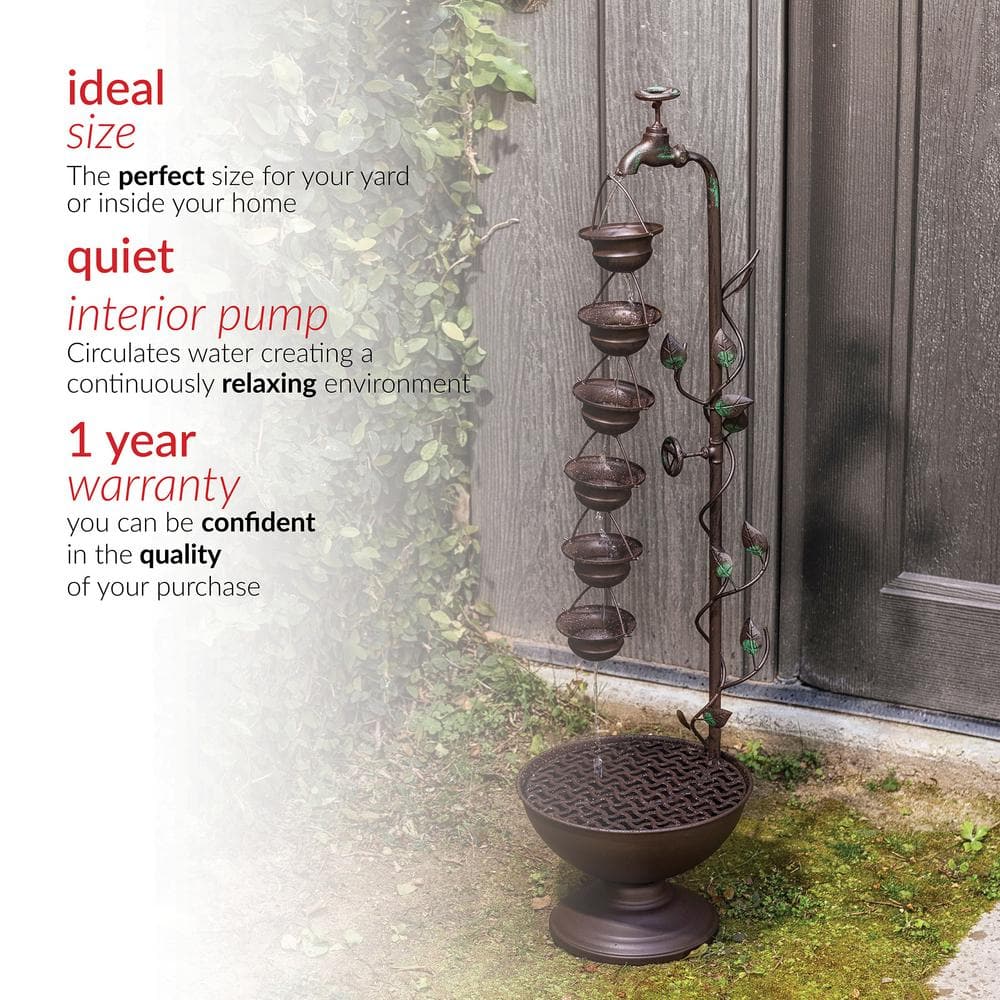 Bronze 6-Cup Tiered Outdoor Floor Fountain