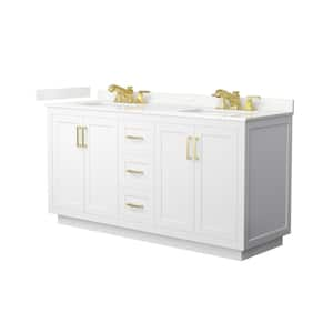 Miranda 66 in. W x 22 in. D x 33.75 in. H Double Bath Vanity in White with Giotto Quartz Top