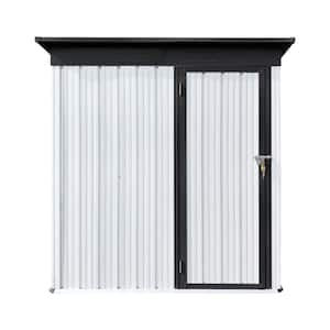 White+Black 5 ft. W x 3 ft. D Metal Outdoor Garden Sheds with Door (15 sq. ft.)