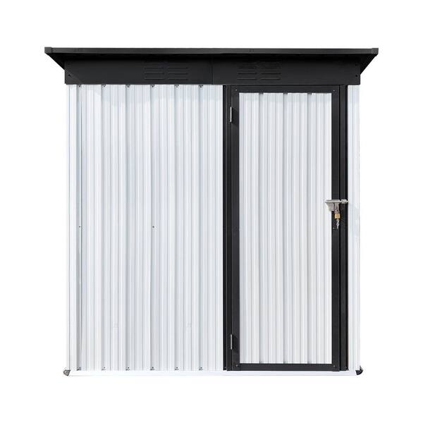 Unbranded White+Black 5 ft. W x 3 ft. D Metal Outdoor Garden Sheds with Door (15 sq. ft.)