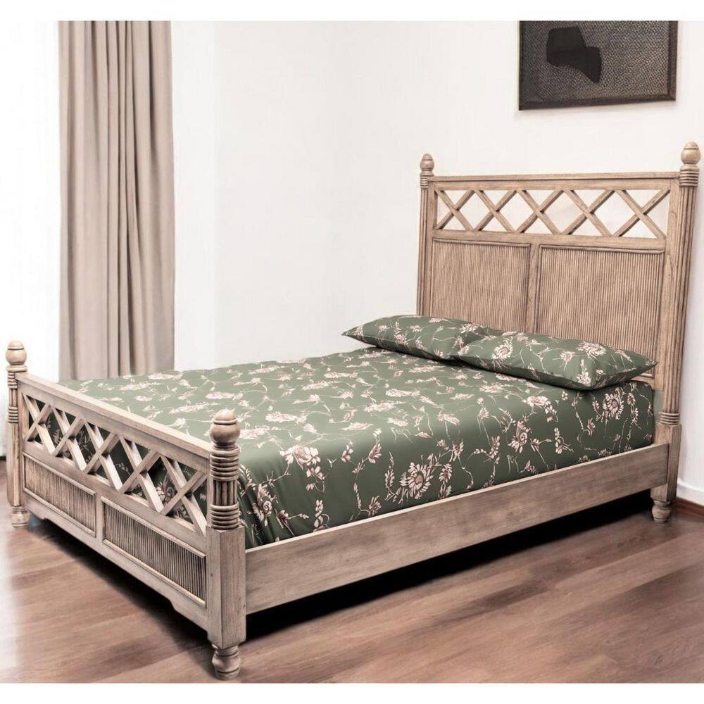 Brown Wood Frame Queen Panel Bed