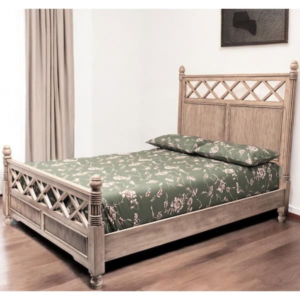 Brown Wood Frame Queen Panel Bed