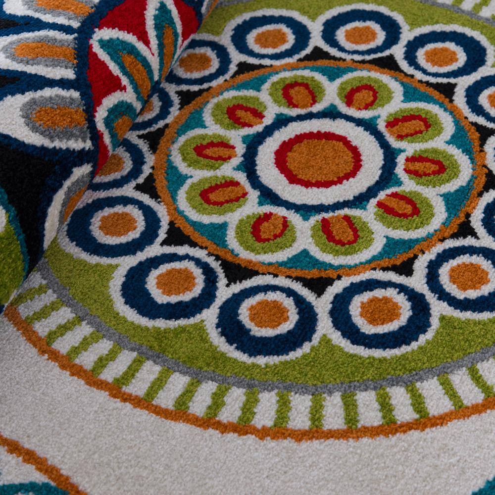 Handmade Red Synthetic Oriental Rectangular Rug 5' x 7'
