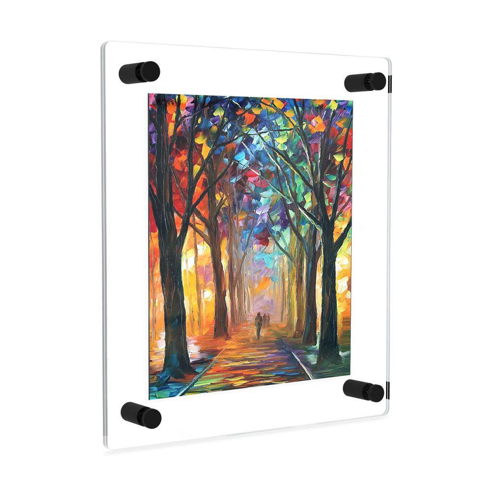 12 in. x 10 in. Rectangular Double Acrylic Picture Frame with Black Wall Mounted Magnet Best for 5 in. x 7 in. Art Size