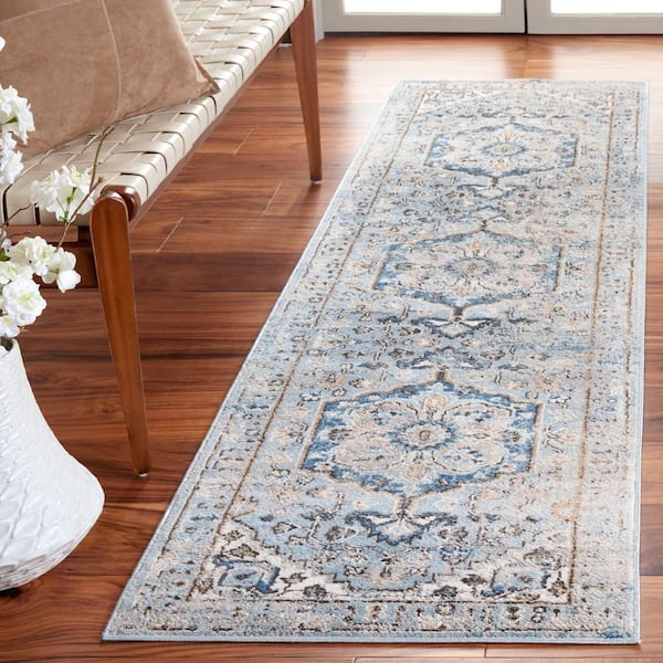 Cornelia 2 ft. x 8 ft. Blue Distressed Medallion Runner Rug