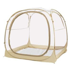72 in. x 72 in. x 65 in. Beige Instant Pop Up Bubble Tent, Shelter Rain Camping Tent, Waterproof, Cold Protection, Clear