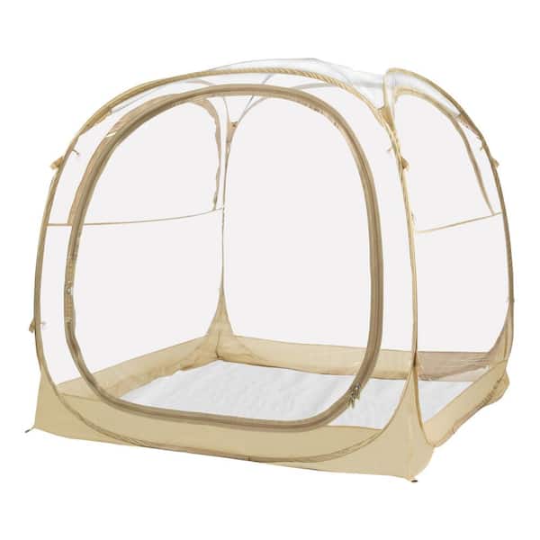 EighteenTek 72 in. x 72 in. x 65 in. Beige Instant Pop Up Bubble Tent, Shelter Rain Camping Tent, Waterproof, Cold Protection, Clear