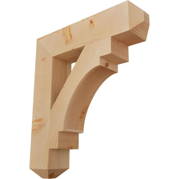 Ekena Millwork 5.5 in. x 32 in. x 28 in. Douglas Fir Merced Craftsman Smooth Bracket