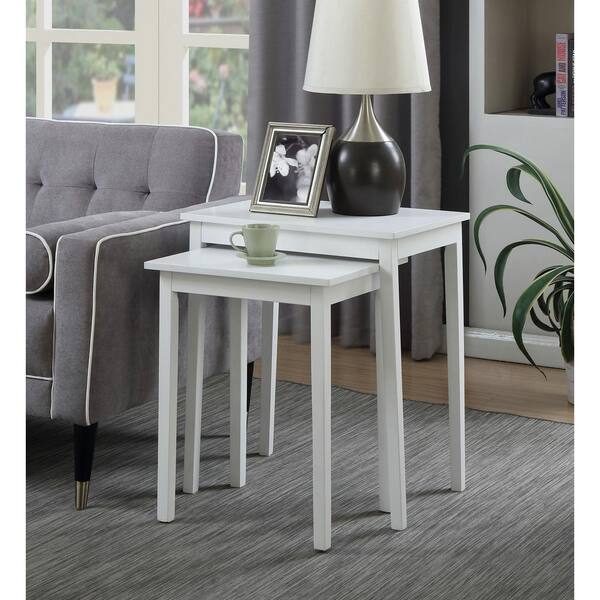 Convenience Concepts American Heritage White Nesting End Tables Set Of 2 R6 264 Convenience Concepts American Heritage, American Heritage Leather Sofa Set