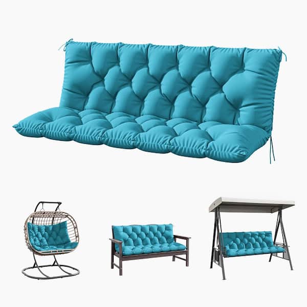 Kimunuk 60 in. x 40 in. x 5 in. 2-3 Seater Contoured Replacement Outdoor Porch Swing Cushion with Backrest Bench Cushion Lake