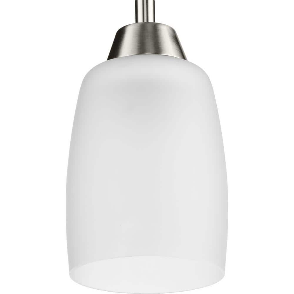Brushed Nickel Mini Pendant Light with Etched Glass Shade