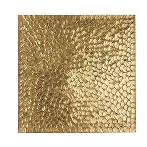 Wood Gold Carved Scales Abstract Wall Decor with Hammered Inspired Design