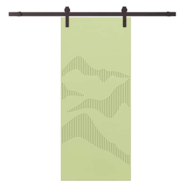 CALHOME 24 in. x 80 in. Sage Green Painted Composite MDF Paneled Interior Sliding Barn Door with Hardware Kit