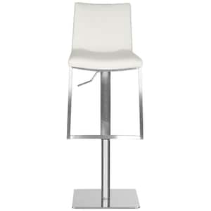 Ember 43.3 in. White/Silver Swivel Cushioned Bar Stool