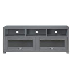 Modern Wood TV Stand Console Fits TVs up to 55 to 75 in. with 2 Doors, Gray