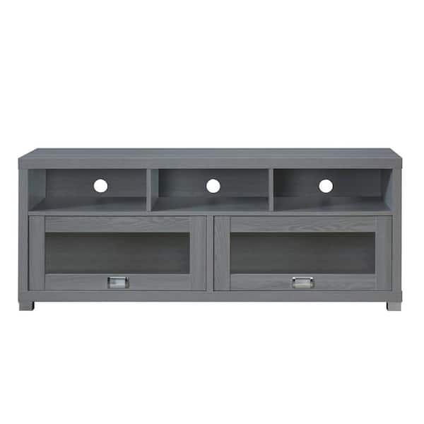 anpport Modern Wood TV Stand Console Fits TVs up to 55 to 75 in. with 2 Doors, Gray