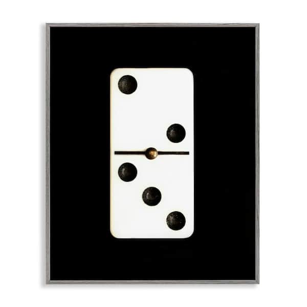Stupell Industries White Domino on Black by Graffitee Studios Gray Framed Typography Giclee Art Print 30 in. x 24 in.