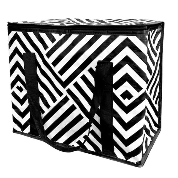 32 Qt. Black Geo Insulated Hot Cold Tote Bag
