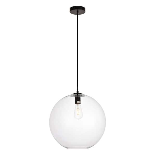 Unbranded Timeless Home 15.7 in. 1-Light Black and Clear Pendant Light, Bulbs Not Included