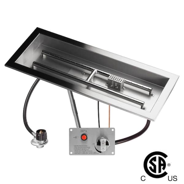 Celestial Fire Glass 24 in. x 8 in. CSA Certified Fire Pit Burner Kit, Stainless Steel, Propane, Electronic Ignition