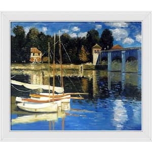 The Road Bridge at Argenteuil by Claude Monet Galerie White Framed Nature Oil Painting Art Print 24 in. x 28 in.
