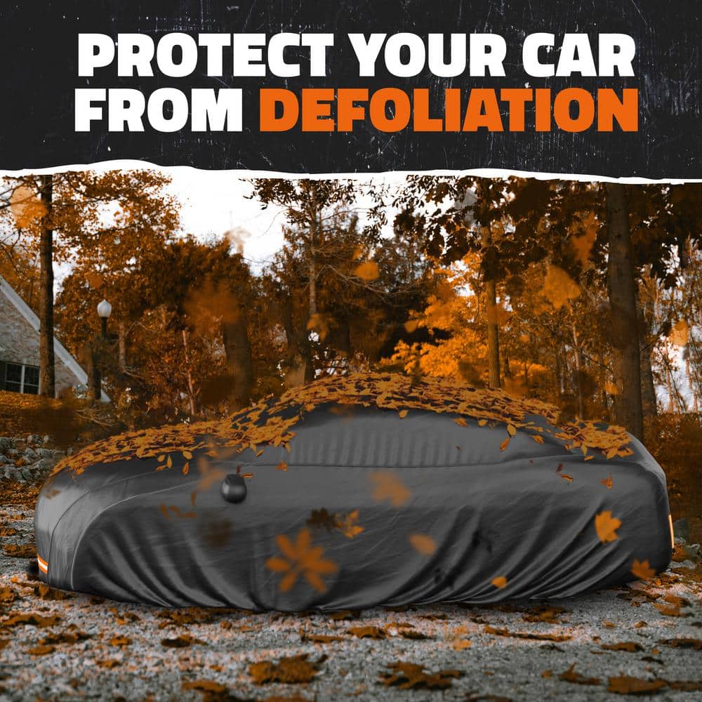 Heavy Duty Black Waterproof PVC Cotton Lined Sedan Car Cover