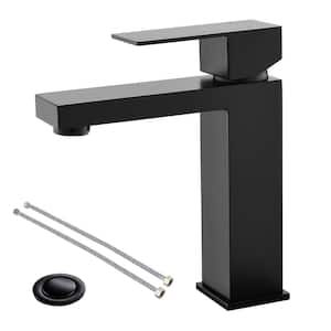 Single Handle Black Single Hole Bathroom Faucet Vanity Faucet Bathroom Faucet for Sink 1 Hole Matte Black