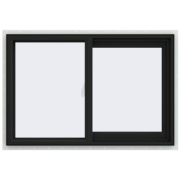 JELD-WEN 36 in. x 24 in. V-2500 Series Bronze Exterior/White Interior FiniShield Vinyl Right-Handed Sliding Window w/Mesh Screen