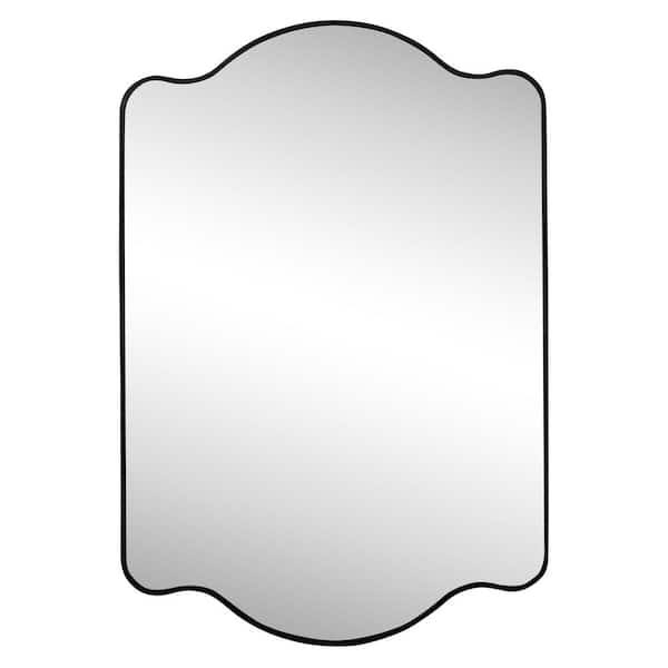 Louisa 24 in. W x 36 in. H Medium Scalloped Rectangular Metal Framed Wall Mirror, Black