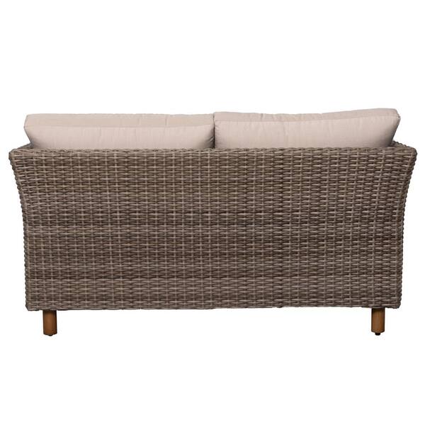Orlando 4 Piece Wicker Outdoor Sectional Sofa Set with Beige Cushions