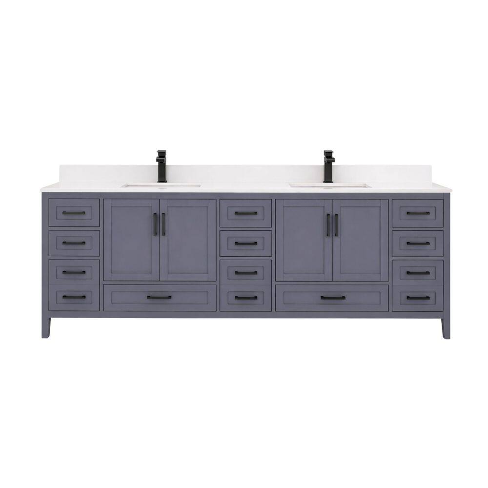 Rooh 84 in. Double Sink Freestanding Charcoal Grey Bath Vanity with White Quartz Top Assembled price history on PriceWatchPro