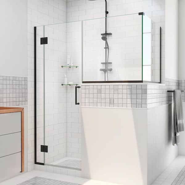 DreamLine Unidoor-X 59 in. W x 30-3/8 in. D x 72 in. H Frameless Hinged Shower Enclosure in Matte Black