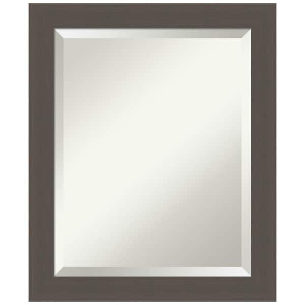 Amanti Art Medium Rectangle Brushed Pewter Beveled Glass Casual Mirror (23.5 in. H x 19.5 in. W)
