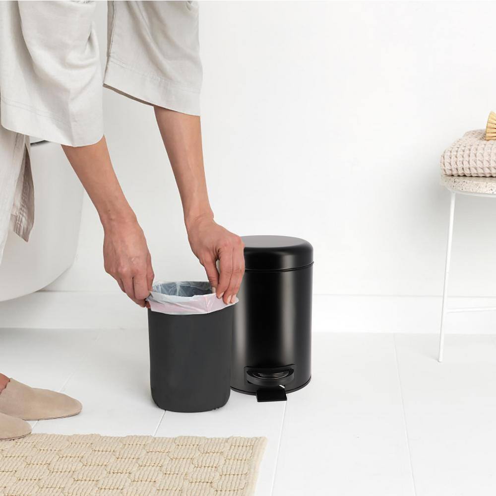 Black Metal Soft Close Bathroom Pedal Trash Can