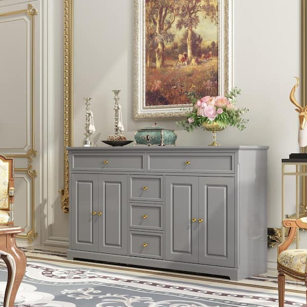 grey and gold dresser Gideon Grey Shagreen Dresser - Embossed Leather main image 1