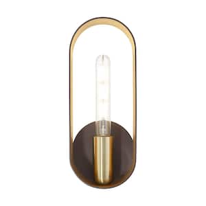 Ravena 5.125 in. Bronze Sconce with Gold and Antique Brass Accents
