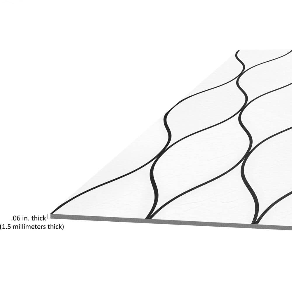 Scallop Pattern Black and White Vinyl Floor Tiles