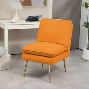 Yellow 1-Piece Armless Upholstered Leisure Tight Back Accent Side Chair with Cushion
